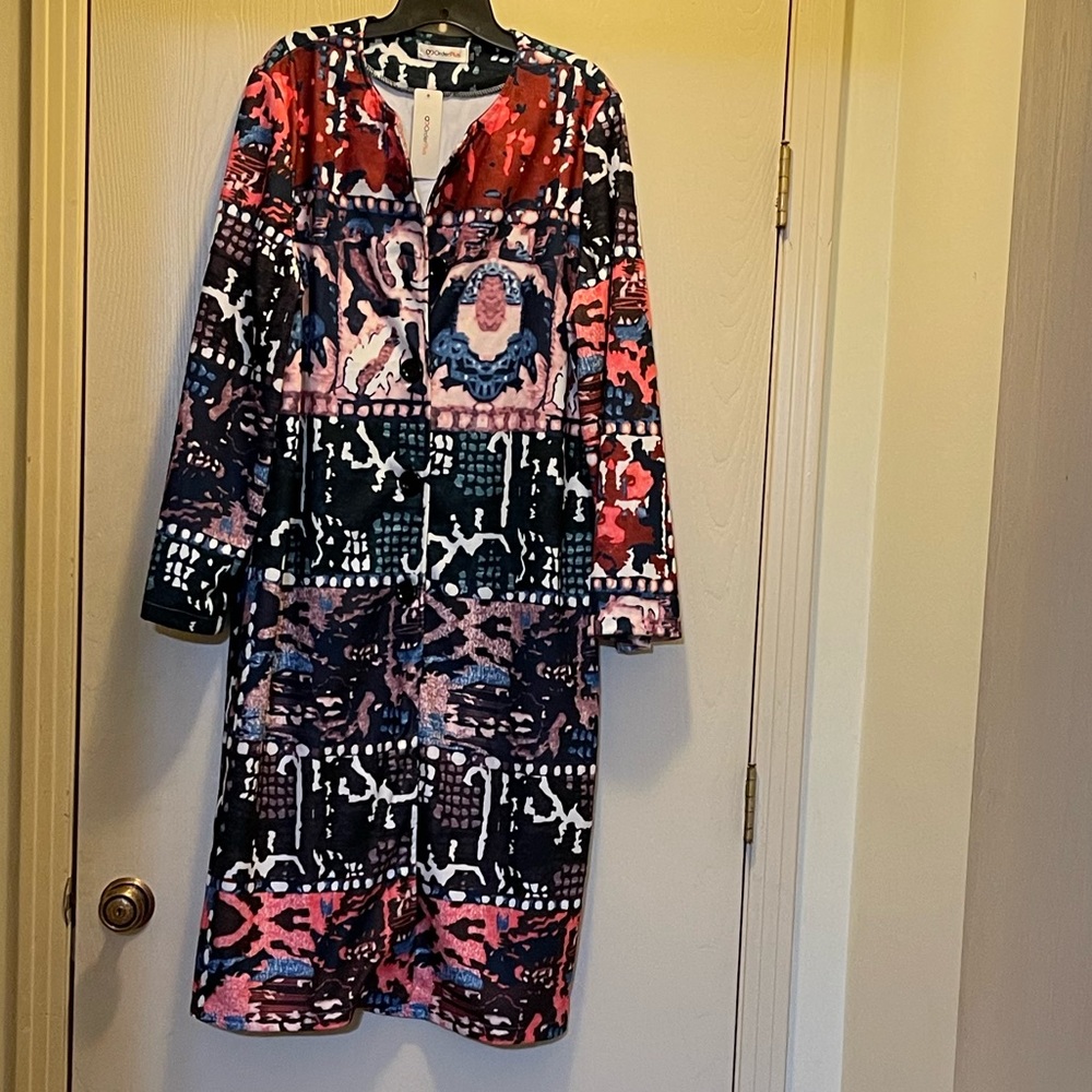 Order Plus Thin Multi-colored Button down jacket Size 3X(Fits like 1X) not lined